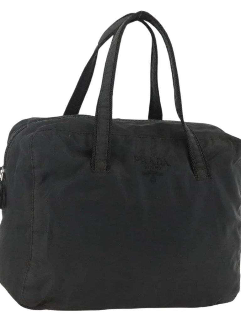Prada Hand Bag Nylon Black Silver Auth Arz694